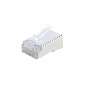 Разъем PLUG-8P8C-U-C6-SH-100 (8P8C) под витую пару кат. 6 (50/50микродюйм) экранир. универс. (для ож и мж кабеля) (уп.100шт) 49358
