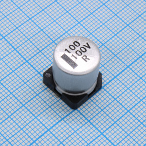 EZV101M2ARG, Конденсатор алюминиевый электролитический SMD 100мкФ 100В ±20% (12.5х14)мм 0.32Ом 450мА 5000час 105°C лента на катушке
