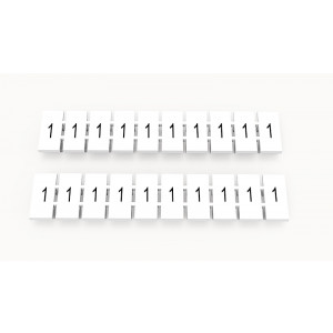 Маркировка (полоска) ZB5-10P-19-09Z(H), Кассета с маркировочными шильдиками, для клемм сечением 2,5 мм.кв., верхняя, 10 шильдиков, нанесенные символы: 1, с вертикальным расположением, размер шильдика: 4,55 x 10,7 мм, цвет: белый