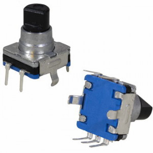 EC110M 30/15 10MM, Энкодер EC11 30 щелчков, 15 импульсов, пластмассовый вал с лыской 5мм, горизонтальные выводы