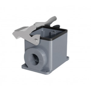 Закрытое основание разъема H32B-SM-1L-PG36, Основание разъема на панель, закрытое, типоразмер 32B, с уплотнителем, 1 отверстие с резьбой для кабельных вводов PG36, с одной металлической защелкой, без защитной крышки, материал корпуса: алюминиевый сплав