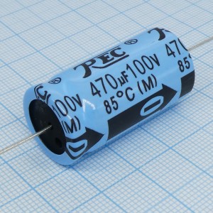 SA-100-470, Электролитический конденсатор с аксиальными выводами 100В 470мкФ 18*36 +85°C