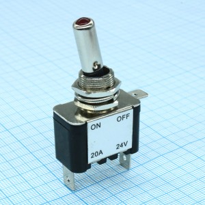 ASW-07D-24V-R, Тумблер с красной LED подсветкой ON-OFF 25A 24В