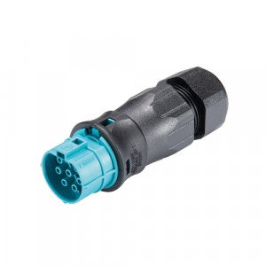 Розеточный разъем на кабель RST20I7S 11 ZR3 TB04, Розеточный разъем на кабель диаметром 13-18 мм, 7 полюсов, с продольным уплотнением, тип фиксации провода: винтовой,номинальные характеристики: 250/400V, 20A,цвет корпуса: черный, цвет контактной вставки: бирюзовый, серия RST Classic