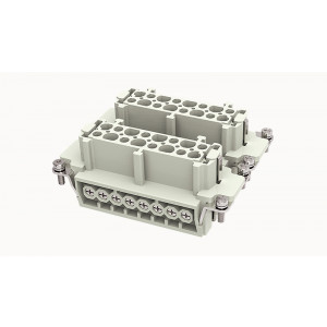 Розеточная контактная вставка DE-032-F, Розеточная контактная вставка, винтовая фиксация, 32 полюса + PE, типоразмер 32B, 500V, 16A, сечение обслуживаемых проводников 0,75-2,5 мм кв, тип покрытия контактов: серебро