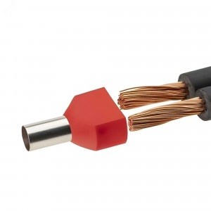 Наконечник-гильза двойная с изолир.фланцем 1 кв.мм красный (НШВИ2) IFD2-1.0-8RD