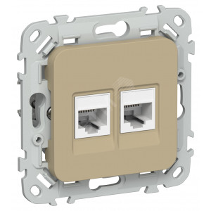 FLITE Розетка 2-местная компьютерная RJ45 категория 5Е UTP РК5е-2-0-ФлХ хаки IEK FI-K22-1-K59