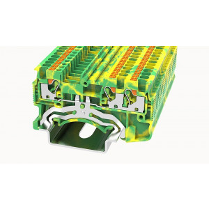 DS1.5-TW-PE-01P-1C-00Z(H), Заземляющая клемма, 3 точки подключения, тип фиксации провода: Push-in, номинальное сечение: 1.5 мм кв., ширина: 3,5 мм, цвет: желто-зеленый, тип монтажа: DIN35