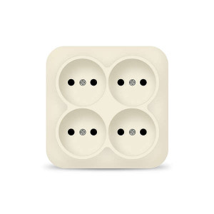 Розетка 4-м ОП 10А IP20 квадрат. без заземл. сл. кость 1453