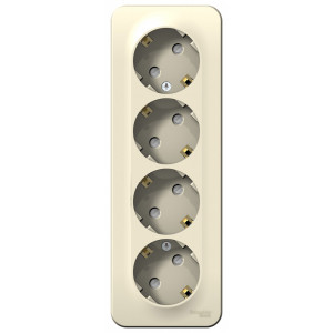 BLANCA О/У РОЗЕТКА 4-я с заземл. со шторк. ИЗОЛ.ПЛ.,16А, 250В, МОЛОЧНЫЙ C2 BLNRA011412