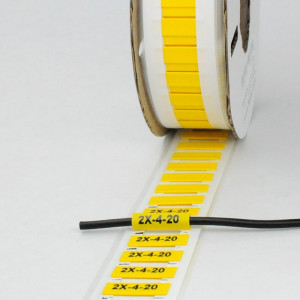Маркер плоский MFSS-2X-4-20-Y, Маркер термоусадочный, для маркировки и изоляции проводов и кабелей, длина 20 мм, диаметр провода: 4 - 2 мм, цвет желтый, для принтера: RT200, RT230, в упаковке 900 маркеров