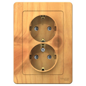 Розетка 2-м СП Blanca 16А IP20 250В с заземл. защ. шторки ясень SE BLNRS001125