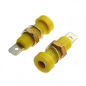 Z032 4MM SOCKET YELLOW, Клемма приборная Z032 4 мм, разъем желтый, диаметр 4 мм