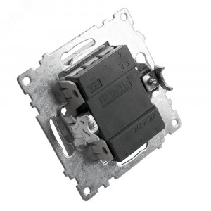 Выключатель 2-клавишный (механизм) 250В, 10А, серия Катрин, серебро 39578