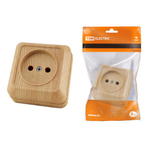 Розетка 2П открытой установки IP20 10А 250В (керамика) сосна "Ладога" SQ1801-0410