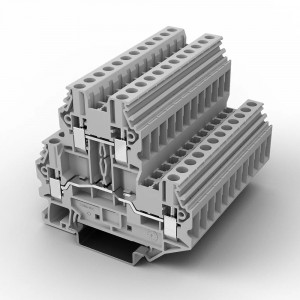 Этажная клемма UUT-2.5/2-GY, Этажная клемма, 2 этажа, тип фиксации провода: винтовой, номинальное сечение: 2,5 мм кв., 24A, 500V, ширина: 5,2 мм, цвет: серый, тип монтажа: DIN35