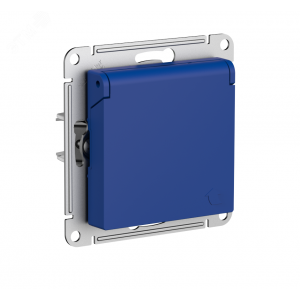 Розетка AtlasDesign 16А IP20 с заземл. защ. шторки с крышкой механизм аквамарин SE ATN001146