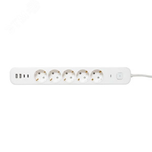 Удлинитель LUX 5 гнезд 2USB 2,4А+2type-C 1,5 метра 1,5мм2 EKF