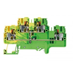 Клемма заземл WTP 2,5/4 E PE, Заземляющая, этажная клемма, тип фиксации провода: push in, номинальное сечение: 2,5/4 мм кв., 500V, ширина: 5 мм, цвет: желто-зеленый, тип монтажа: DIN 35
