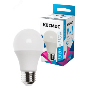 Лампа светодиодная A60 13Вт 4500К E27 220В КОСМОС LkecLED13wA60E2745