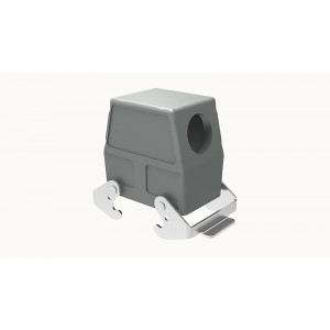 Крышка разъема D32A-TEH-2L-M32, Крышка разъема на кабель, типоразмер 32A, высокое исполнение, с уплотнителем, 1 отверстие с резьбой для кабельных вводов M32x1,5, с верхним расположением, с двумя защелками, материал корпуса: алюминиевый сплав