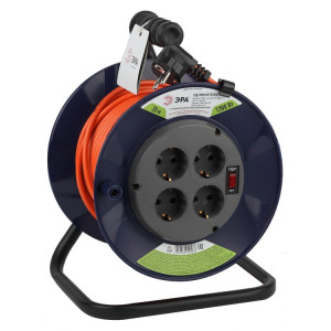 Удлинитель силовой RPx-4es-3х0.75-20m на пластиковой катушке c заземлением 4 розетки 20м ПВС 3х0.75мм2 Б0046845