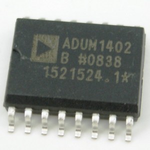 ADUM1402BRWZ, Гальваническая развязка для цифровых линий 4канала, прямой/обратный канал=2/2, 10Mбит/с, 50нс, 2.5кВ, Uп=2.7...5.5В, Iп.макс=14мА, -40...+100°C