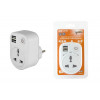 Адаптер универсальный поворотный с/з 250В 16А + 2USB 2.1A белый SQ1806-0183