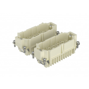 Вилочная контактная вставка HD-080-MC, Вилочная контактная вставка, обжимная фиксация, 80 полюсов + PE, типоразмер 32B, 250V, 10A, (обжимные контакты поставляются отдельно)