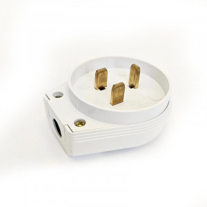 Разъем РШ-ВШ ОП 32А 250В 2P+PE кругл. бел. TKL-OVOP-2P+PE-C01