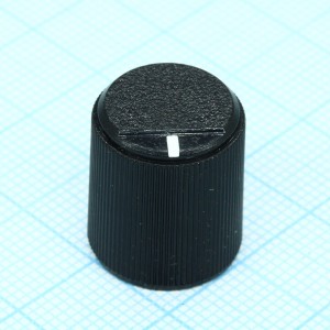 41029-1, Ручка пластик, на вал 6мм, насечка, d=14.8мм, h=17мм