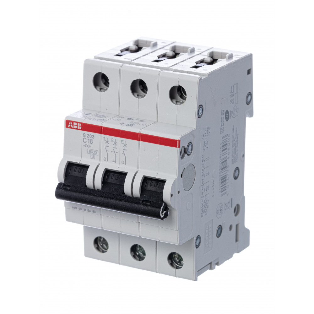Изображение товара Автоматический выключатель S203 C16 3-полюсной для монтажa на DIN-рейку