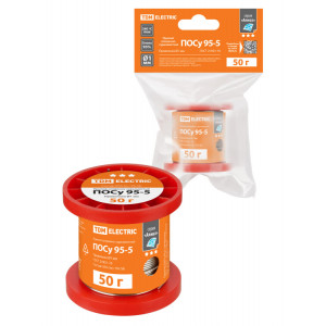 Припой ПОСу 95-5, проволока, ГОСТ 21931-76, 1 мм, 50 г, катушка, инд. упак., "Алмаз" SQ1025-1815