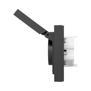 Механизм розетки двойной, 16А, IP44, с заземлением, со шторками, с рамкой, с крышками, ч-рный Эпика EKF UP1-SOB-211-44