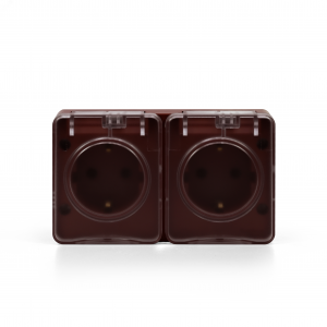 AtlasDesign PROFI IP54 О/У РОЗЕТКА двойная с з/к со шторками 16А, КОРИЧНЕВЫЙ ATN546026