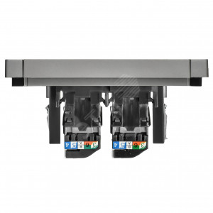 FORTE&PIANO Розетка компьютерная двойная RJ45 кат.5E FP533 сталь IEK FP-K20-1-K46