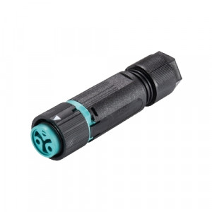 Розеточный разъем на кабель RST16I3/2S B1 ZT4S A TB, Розеточный разъем на кабель диаметром 5-9,5 мм, 2 полюса, тип фиксации провода: винтовой, номинальные характеристики: 250/400V, 16A, цвет корпуса: черный, цвет контактной вставки: бирюзовый, серия RST MINI