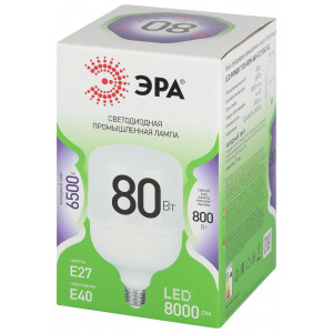 Лампа светодиодная высокой мощности LED 80 Вт 8000Лм 6500К T120 холодный E27/E40 (переходник) 170-265В LED POWER T120-80W-865-E27/E40 Green Line Б0067066