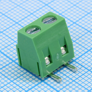 DG127R-5.08-02P-14-00A(H), Винтовой клеммный блок c рельефной обоймой, 2 контакта угловой. Серия DG127-5.08