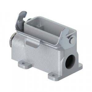 Закрытое основание разъема HD GUT GM 15 M20 50 A0, Основание разъема на панель, закрытое, типоразмер 10A, без уплотнителя, 1 кабельный ввод M20x1,5, IP54, с левым расположением, с одной защелкой, без защитной крышки, материал корпуса: алюминиевый сплав