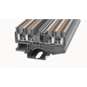 Клемма с диодом DS2.5-QU-LD-L-R-01P-11-00Z(H), Клемма с диодом, схема L-R, 4 точки подключения, тип фиксации провода: Push-in, номинальное сечение: 2.5 мм кв., 5A, 800V, ширина: 5,2 мм, цвет: серый, тип монтажа: DIN35, втычная перемычка,