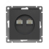Розетка компьютерная двухместная UNIVersal серия Афина с/у, 1А, RJ45, графит (еврослот), механизм A1086-Gr