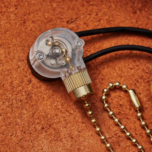 Выключатель для настенного светильника с проводом и деревянным наконечником gold блист. 06-0243-A