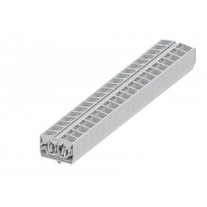 Проходная клемма (MINI) 254343, Проходная клемма, MINI, верхний подвод кабеля, 4 точки подключения, тип фиксации провода: пружинный, номинальное сечение: 2,5 мм кв., 24A, 800V, ширина: 10 мм, цвет: светло-серый, тип монтажа: якорная защелка в панель