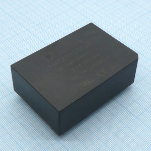 AME20-5SCJZ, AC/DC, 20Вт, вход 85…264В, выход 5В/3.5А, изоляция 3000В AC, КПД 78%, максимальная емкостная нагрузка не более 12240мкФ, 70x48x23.5мм, -25…70°C, пластик