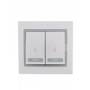 Переключатель проходной 2-кл. СП Mira 10А с сер. вставкой бел. 701-0215-106