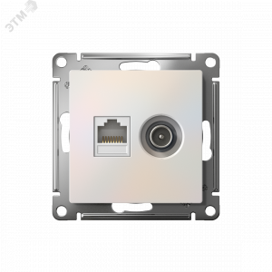 Розетка компьютерная + телевизионная 2-м AtlasDesign RJ45 кат.5E + TV механизм жемчуж. SE ATN000489