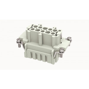 Розеточная контактная вставка DE-010-FC, Розеточная контактная вставка, обжимная фиксация, 10 полюсов + PE, типоразмер 6B, 500V, 16A, (обжимные контакты поставляются отдельно)