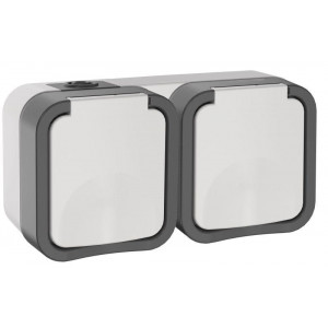Розетка 2-м ОП TORS 16А IP55 TS222 горизонт. с заземл. с крышкой бел. TS-R26-16-55-G-K41