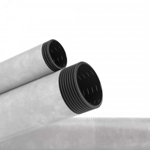 Двустенная труба ПНД гибкая дренажная д.160мм с геофильтром, SN6,перфорация 360 град., в бухте 50м, цвет черный 141916A